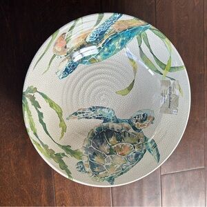 Tommy Bahama Turtle Serving Bowl New Tropical Nautical 12” Round Melamine